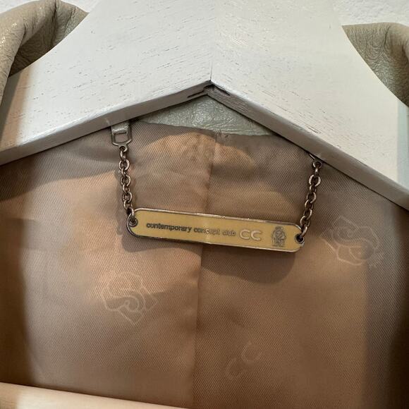 Off white cream single breasted goat leather work business blazer jacket large - Picture 3 of 4